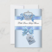 Baby shower Boy Blue Little Prince Crown bow smal Kaart (Voorkant)