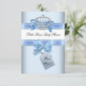 Baby shower Boy Blue Little Prince Crown bow smal Kaart (Staand voorkant)