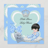 Baby shower Boy Blue Little Prince Crown Kaart (Voorkant / Achterkant)