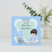 Baby shower Boy Blue Little Prince Crown Kaart (Staand voorkant)