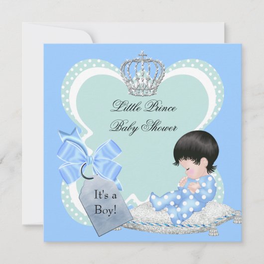 Baby shower Boy Blue Little Prince Crown Kaart (Voorkant)
