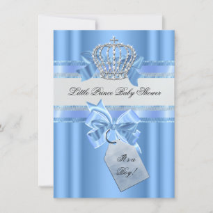 Baby shower Boy Blue Little Prince Crown Kaart