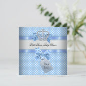Baby shower Boy Blue Little Prince Crown Kaart (Staand voorkant)