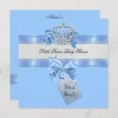 Baby shower Boy Blue Little Prince Crown Kaart (Voorkant / Achterkant)