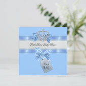 Baby shower Boy Blue Little Prince Crown Kaart (Staand voorkant)