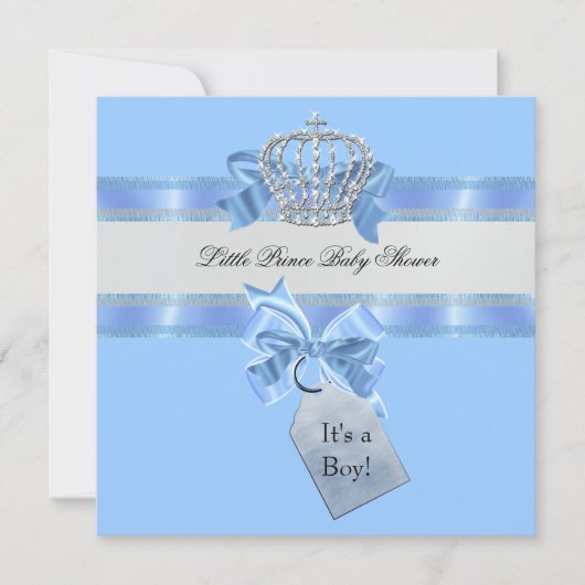 Baby shower Boy Blue Little Prince Crown Kaart (Voorkant)