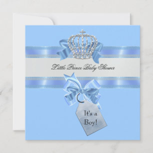 Baby shower Boy Blue Little Prince Crown Kaart