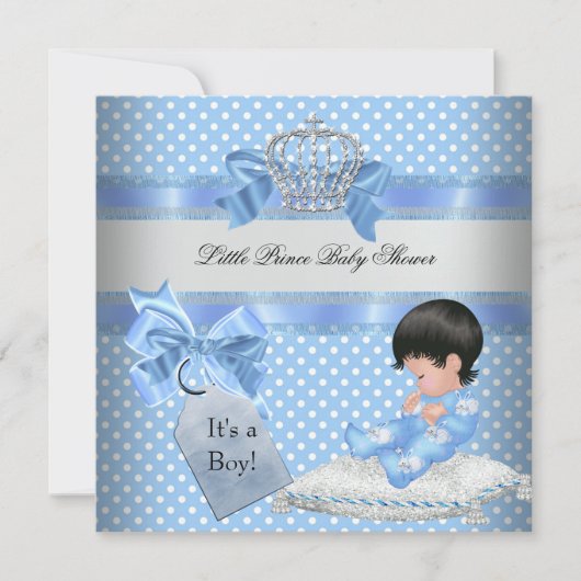 Baby shower Boy Blue Little Prince Crown Kaart (Voorkant)
