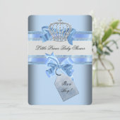 Baby shower Boy Blue Little Prince Crown Kaart (Staand voorkant)