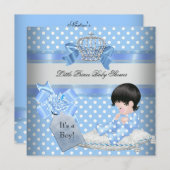 Baby shower Boy Blue Little Prince Crown Kaart (Voorkant / Achterkant)