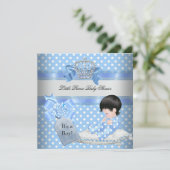 Baby shower Boy Blue Little Prince Crown Kaart (Staand voorkant)