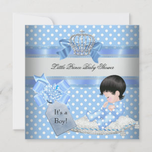 Baby shower Boy Blue Little Prince Crown Kaart