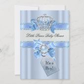 Baby shower Boy Blue Little Prince Crown NEW Kaart (Voorkant)