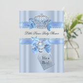 Baby shower Boy Blue Little Prince Crown NEW Kaart (Staand voorkant)