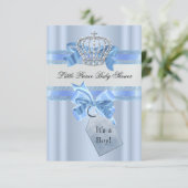 Baby shower Boy Blue Little Prince Crown SML Kaart (Staand voorkant)