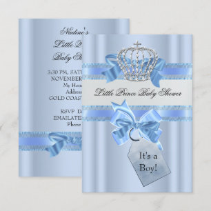Baby shower Boy Blue Little Prince Crown SML Kaart