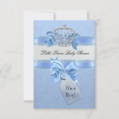 Baby shower Boy Blue Little Prince Crown SML Kaart (Voorkant)