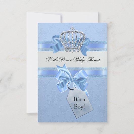 Baby shower Boy Blue Little Prince Crown SML Kaart (Voorkant)