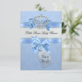 Baby shower Boy Blue Little Prince Crown SML Kaart (Staand voorkant)