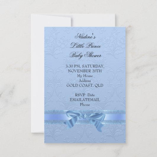 Baby shower Boy Blue Little Prince Crown SML Kaart (Achterkant)