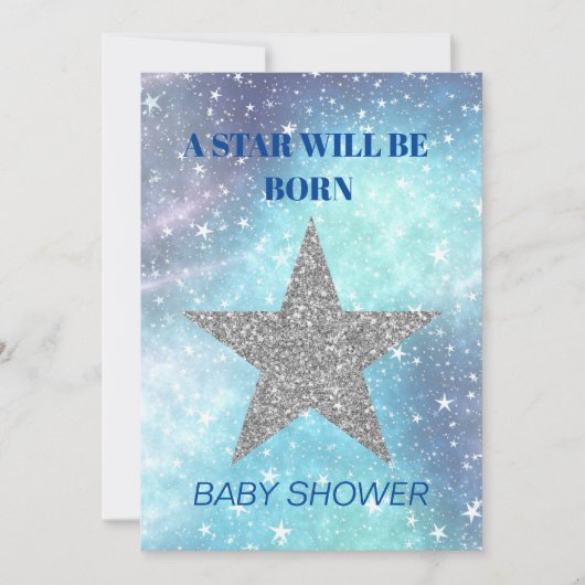 Baby shower Boy Blue Modern Star is geboren Kaart (Voorkant)