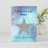 Baby shower Boy Blue Modern Star is geboren Kaart (Staand voorkant)