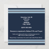 Baby shower BOY Blue Navy Modern Clean Invitation Kaart (Achterkant)