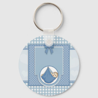 Baby shower Boy Blue Pattern Party Neursery Art Sleutelhanger