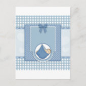 Baby shower Boy Blue Pattern Party Neursery Art Uitnodiging Briefkaart (Voorkant)