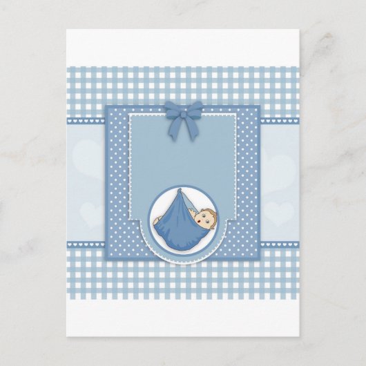 Baby shower Boy Blue Pattern Party Neursery Art Uitnodiging Briefkaart (Voorkant)