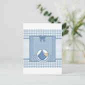 Baby shower Boy Blue Pattern Party Neursery Art Uitnodiging Briefkaart (Staand voorkant)