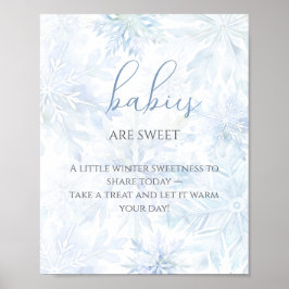 Baby Shower Boy Blue Snowflake Babies are Sweet  Poster