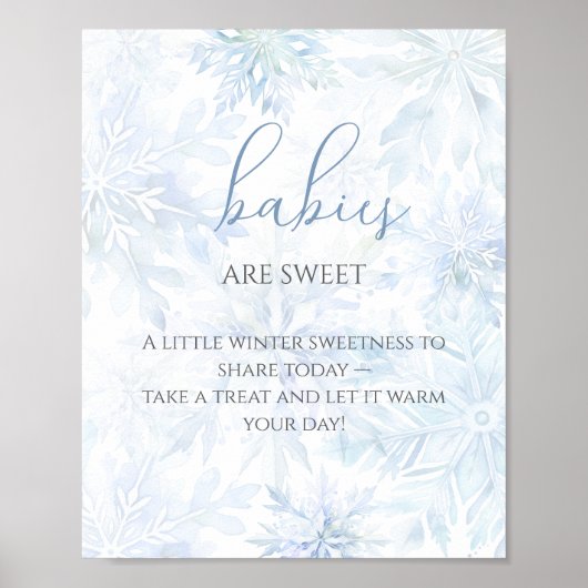 Baby Shower Boy Blue Snowflake Babies are Sweet  Poster (Voorkant)