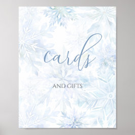 Baby Shower Boy Blue Snowflake Cards and Gifts  Poster