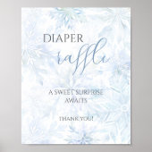 Baby Shower Boy Blue Snowflake Diaper Raffle Poster (Voorkant)