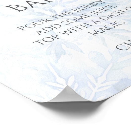 Baby Shower Boy Blue Snowflake Mom-osa Bar  Poster (Hoek)