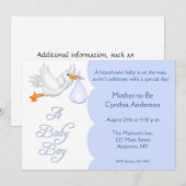 baby shower Boy Blue Stork Kaart (Voorkant / Achterkant)