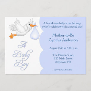 baby shower Boy Blue Stork Kaart