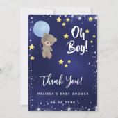Baby shower Boy Blue Teddy bedankje Kaart (Voorkant)