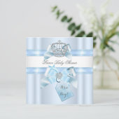 Baby shower Boy Blue White Prince Crown 3 Kaart (Staand voorkant)