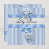 Baby shower Boy Blue White Prince Crown Kaart (Voorkant / Achterkant)