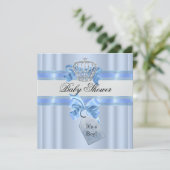 Baby shower Boy Blue White Prince Crown Kaart (Staand voorkant)