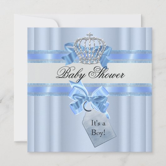Baby shower Boy Blue White Prince Crown Kaart (Voorkant)