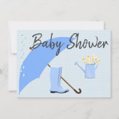 baby shower Boy Blues Umbrella en Rain Boots Kaart (Voorkant)