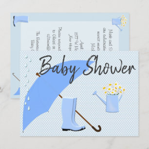 baby shower Boy Blues Umbrella en Rain Boots Kaart