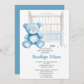 Baby Shower Boy Elephant Invitation Kaart (Voorkant / Achterkant)