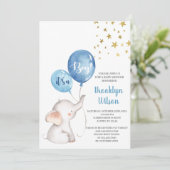 Baby shower Boy Elephant Uitnodiging (Staand voorkant)