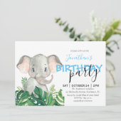 Baby shower Boy Elephant Uitnodiging (Staand voorkant)