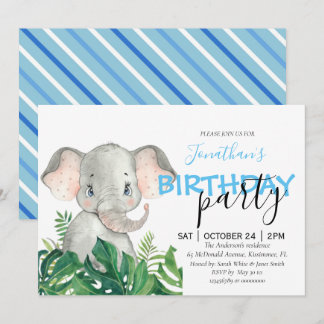 Baby shower Boy Elephant Uitnodiging