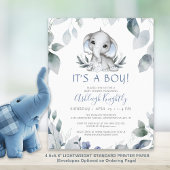 Baby shower Boy Elephant Waterverf Budget Uitnodig